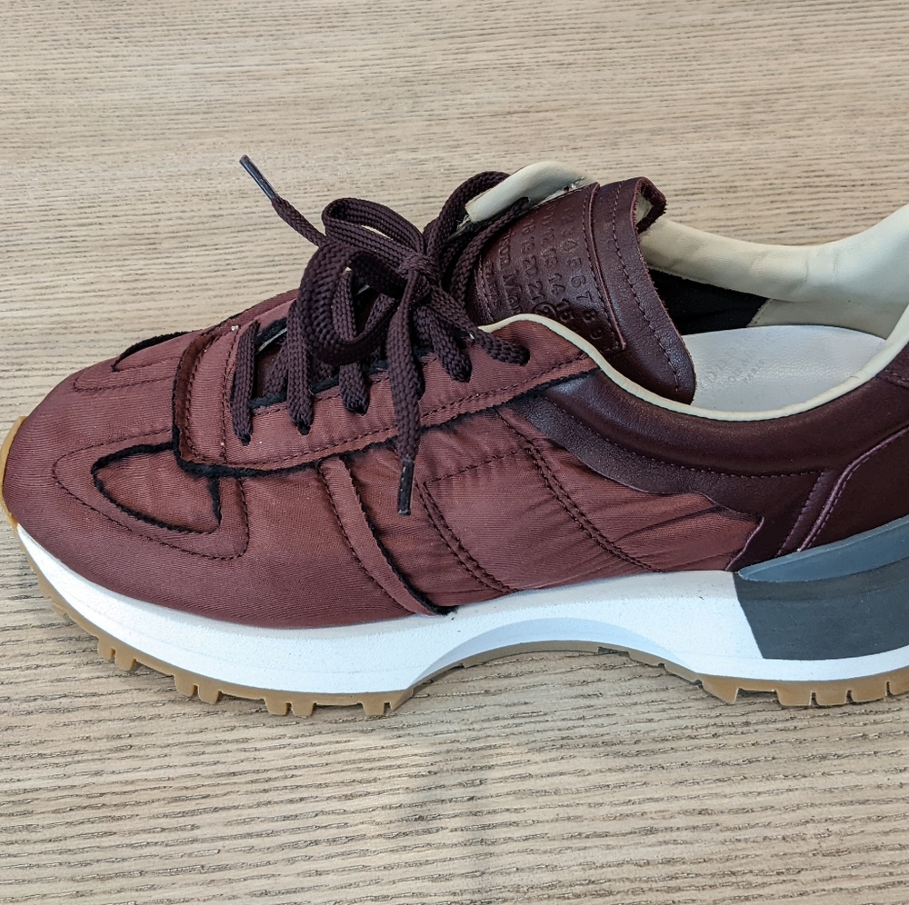 Mens Maison Margiela Oversized Leather Sneakers Wine - Picture 6 of 7